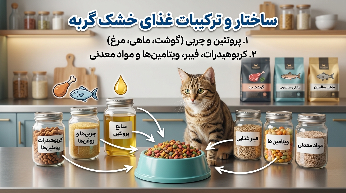 ترکیبات غذای خشک گربه